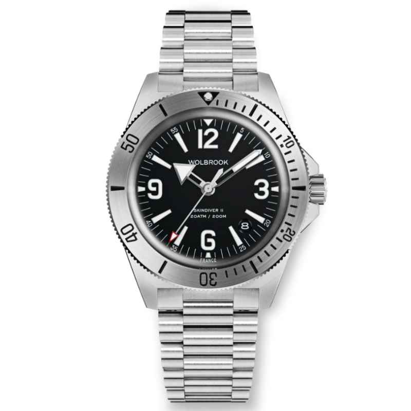 WOLBROOK - OROLOGIO SKINDIVER II AUTOMATIC DIVE WHITE LUM BLACK DIAL S