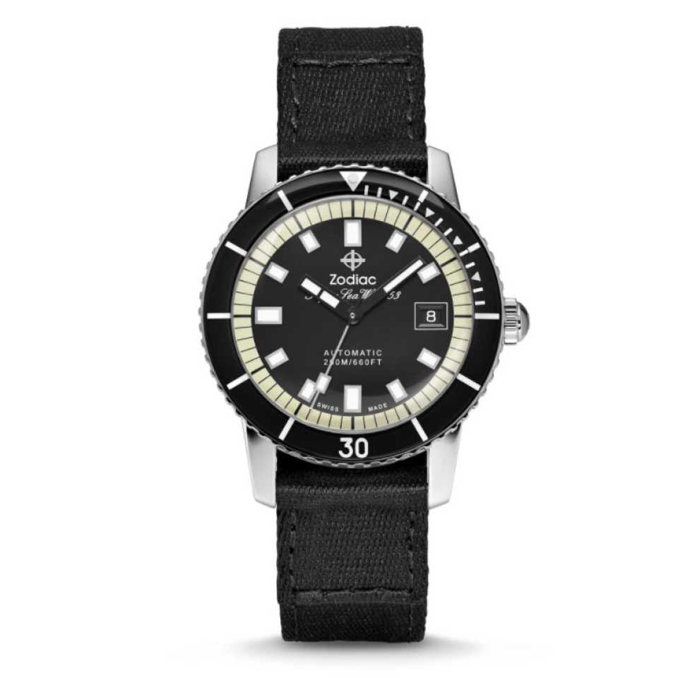 ZODIAC - SUPER SEA WOLF AUTOMATIC BLACK FABRIC WATCH