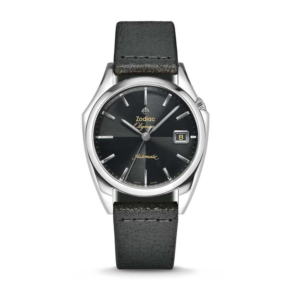 ZODIAC - OLYMPOS AUTOMATIC BLACK LEATHER WATCH ZO9700