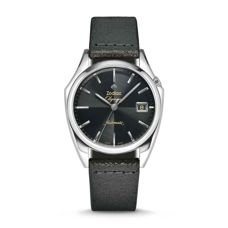 ZODIAC - OLYMPOS AUTOMATIC BLACK LEATHER WATCH ZO9700