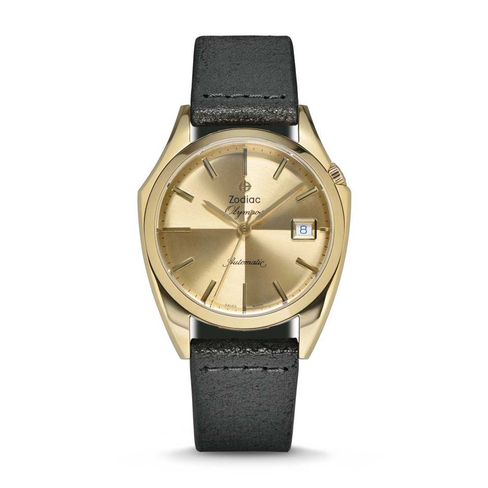 ZODIAC - OLYMPOS AUTOMATIC BLACK LEATHER WATCH ZO9703