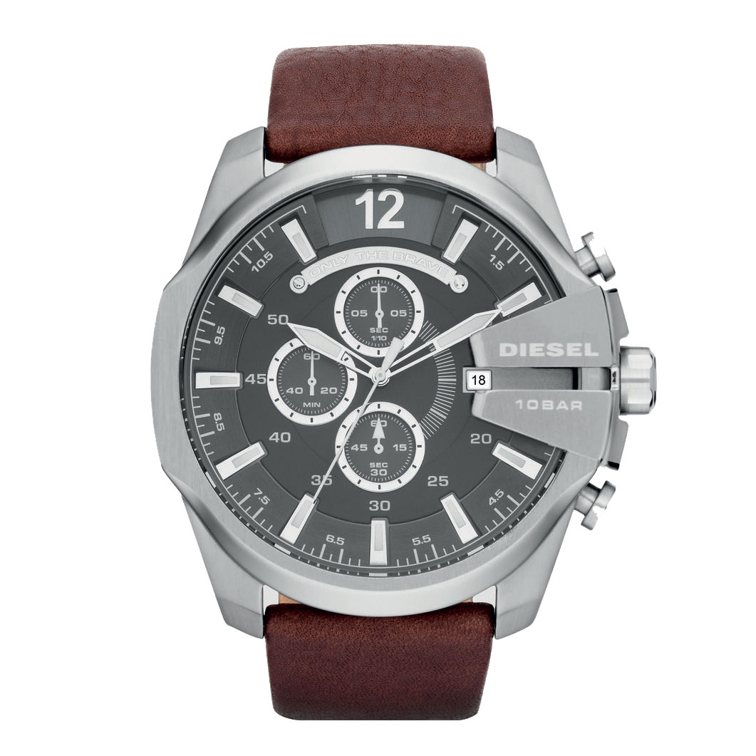 DIESEL OROLOGIO MEGA CHIEF CON CINTURINO IN PELLE MARRONE Grimoldi Watches