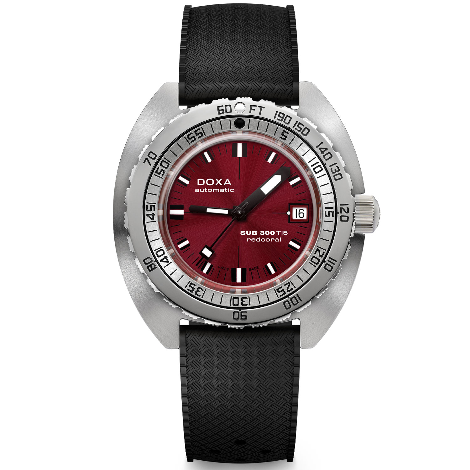 DOXA - OROLOGIO SUB 300 TI5 REDCORAL CINTURINO NERO