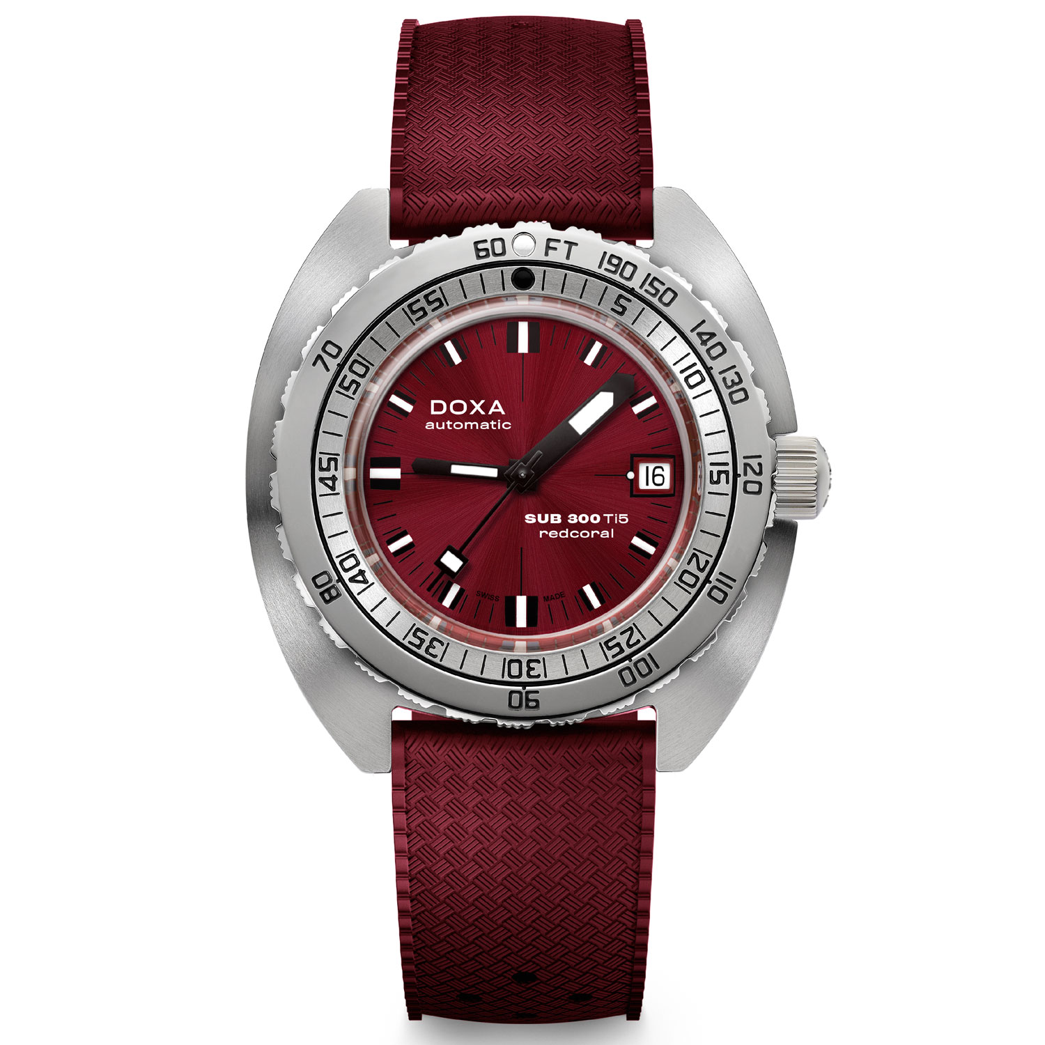 DOXA - OROLOGIO SUB 300 TI5 REDCORAL CINTURINO ROSSO
