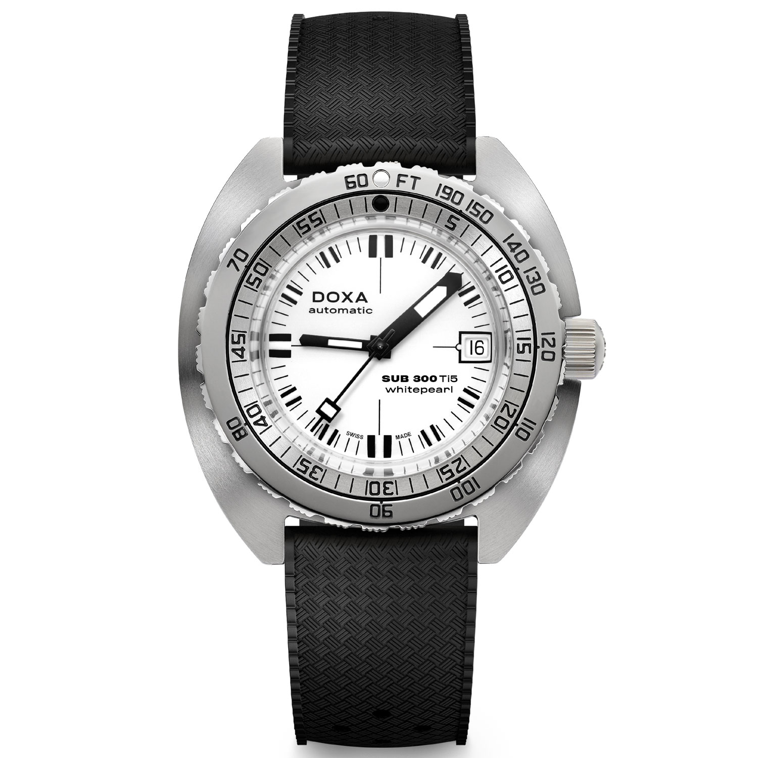 DOXA - OROLOGIO SUB 300 TI5 WHITEPEARL CINTURINO NERO