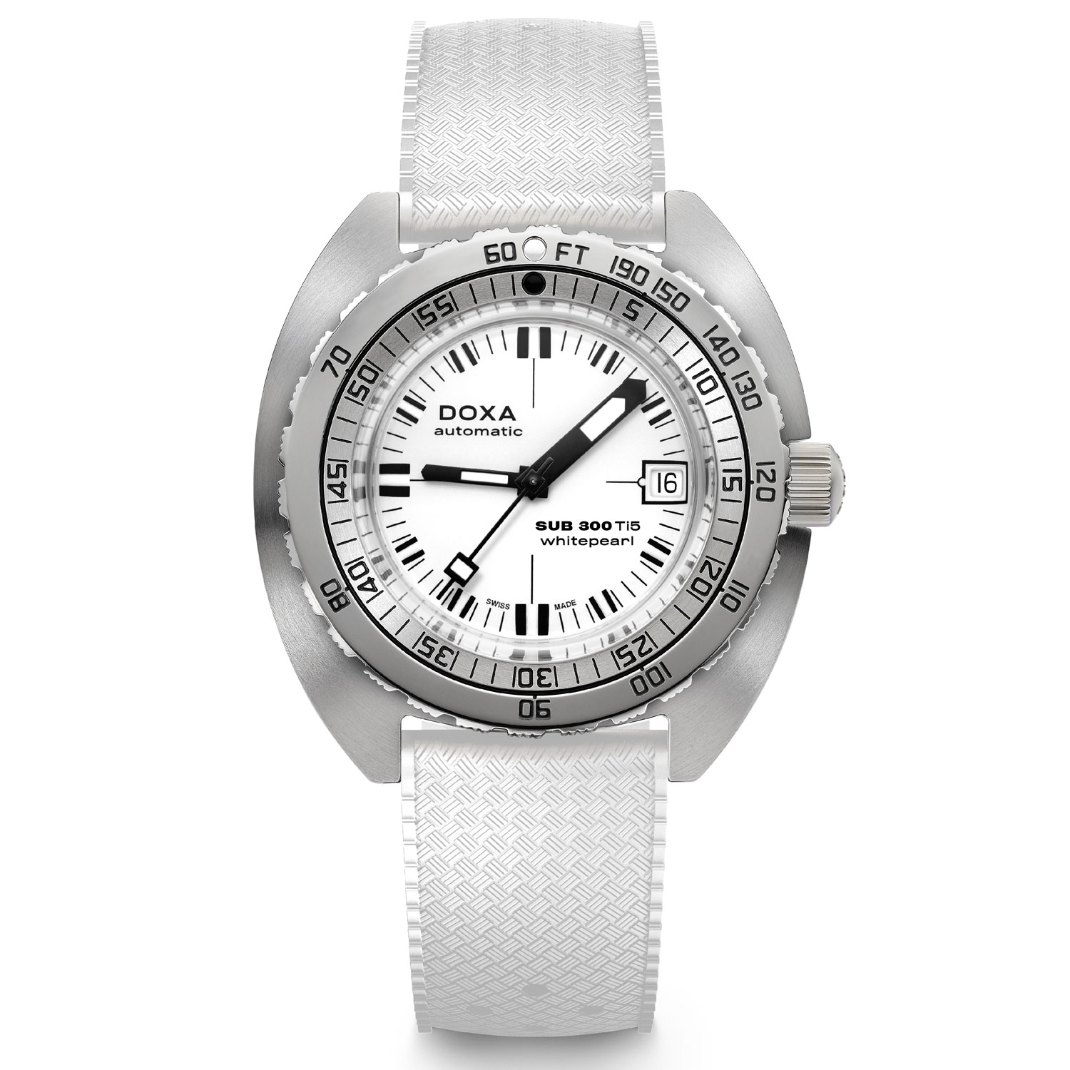 DOXA - OROLOGIO SUB 300 TI5 WHITEPEARL CINTURINO BIANCO