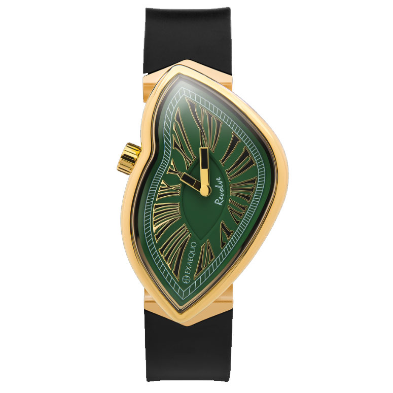 EXAEQUO - REVOLVE GREEN STEEL GOLD IP WATCH