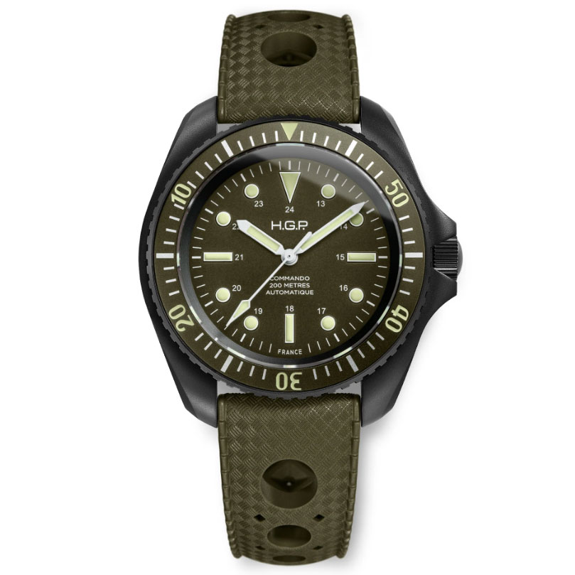 HGP - OROLOGIO DIVER 200M AUTOMATIC COMMANDO VERDE GOMMA