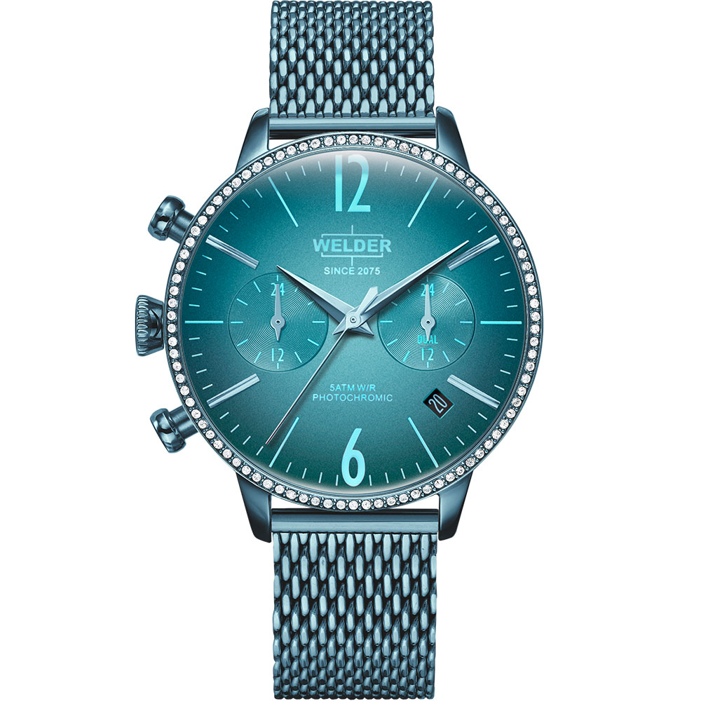 WELDER Orologio Uomo WWRC512 - Quadrante Turchese, Cinturino Nero In Silicone, Cassa 45mm In Acciaio, Quarzo, Impermeabile 5 ATM