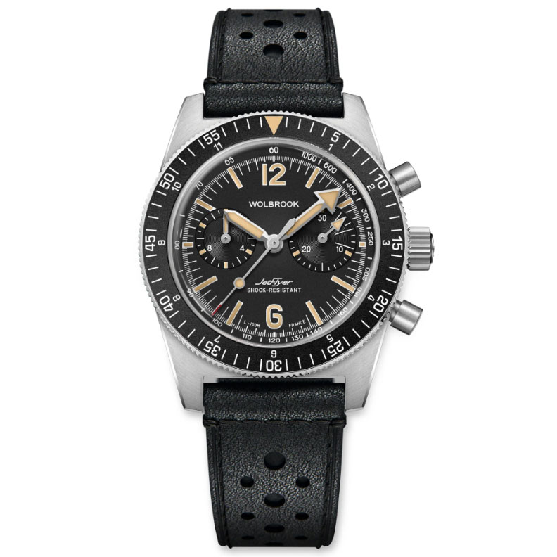 WOLBROOK - OROLOGIO CRONOGRAFO FETFLYER AUTOMATICO QUADRANTE NERO VINTAGE 