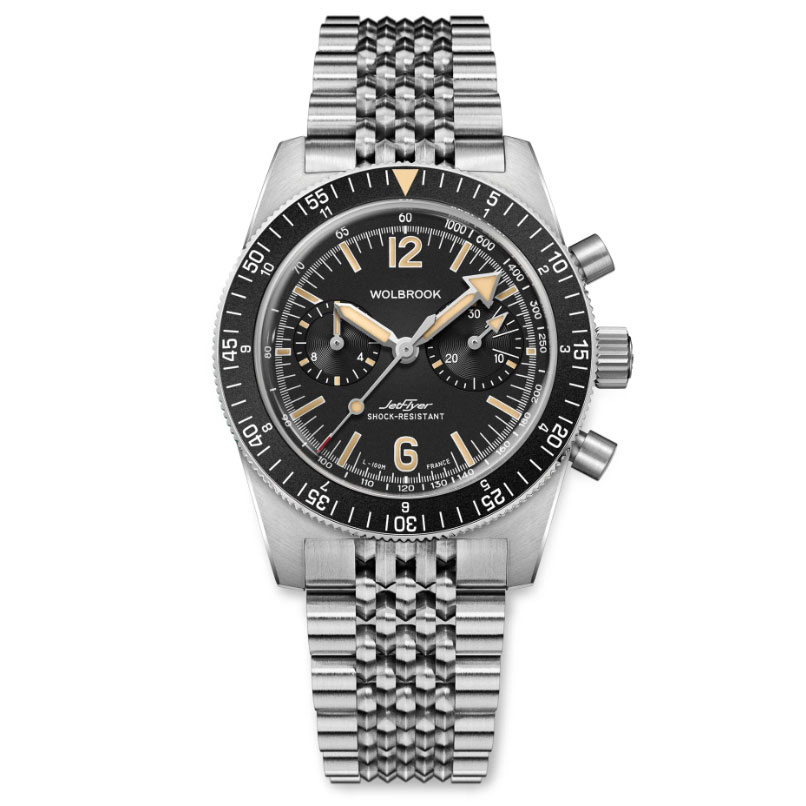 WOLBROOK - OROLOGIO CRONOGRAFO FETFLYER AUTOMATICO VINTAGE CON BRACCIALE