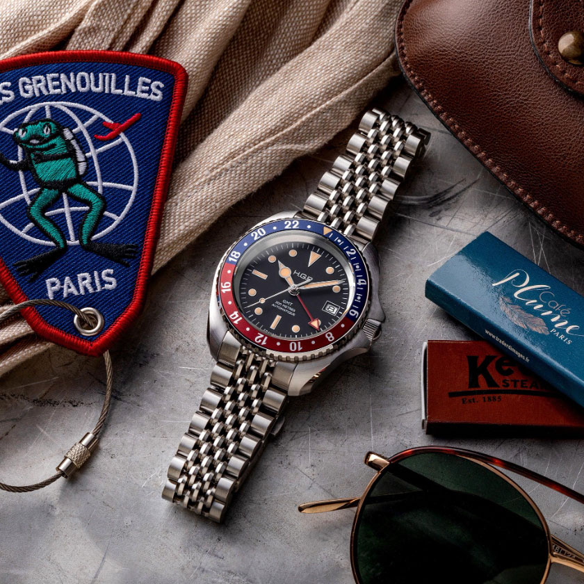 hgp orologio diver gmt 200 automatico pepsi vintage dettaglio 1